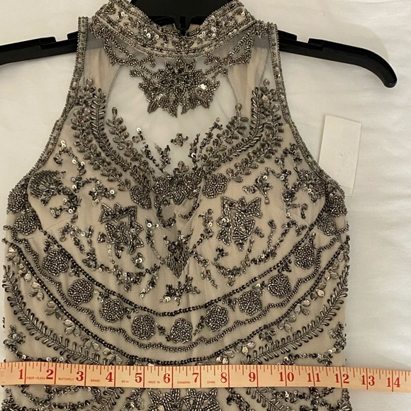 NWT Aidan Mattox Embellished Evening Dress Size 2 (Color Gun Metal) - Picture 15 of 16